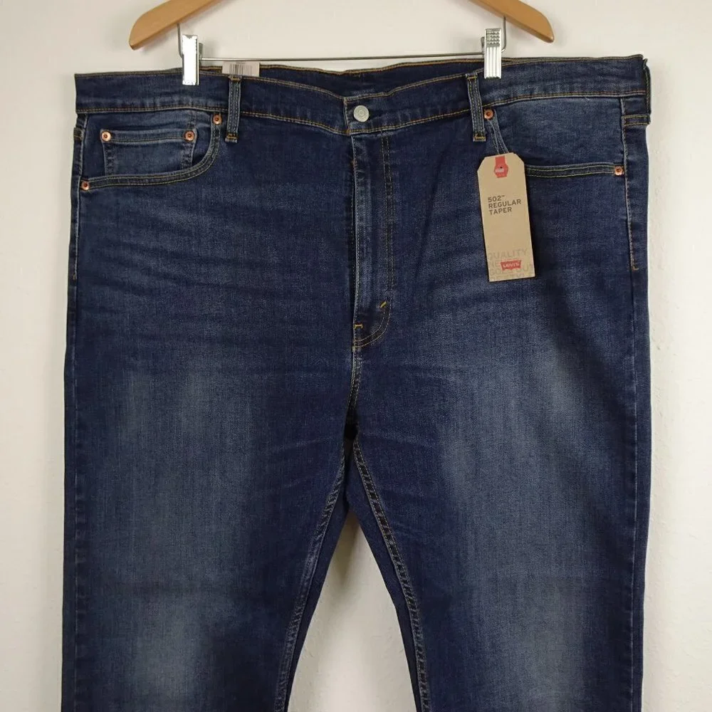 Levi's 502 Taper Jeans Big Men's Size 48x34 Blue Stretch Denim Regular Fit